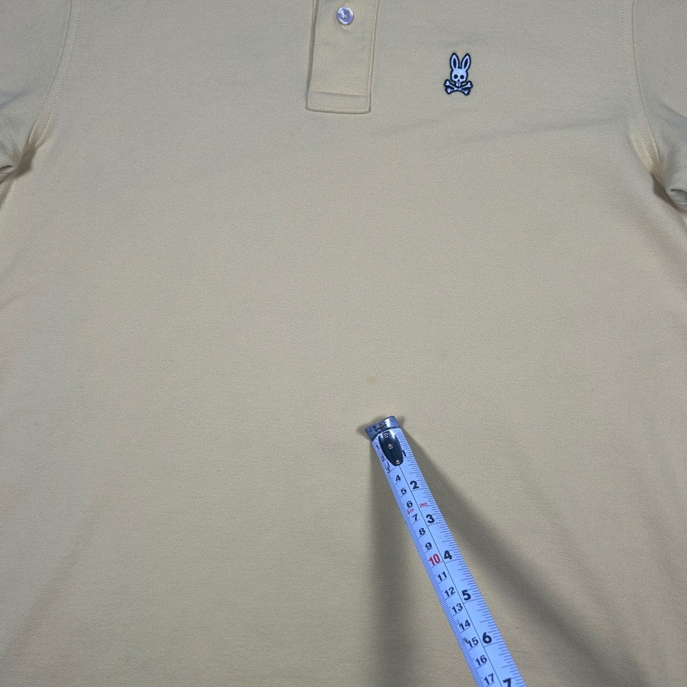 Psycho Bunny Polo Shirt Men Size 5 medium Yellow Pima Cotton Short Sleeve Preppy - Picture 4 of 16